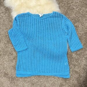 Jjill Turquoise Blue Open-Knit Women's Sweater Size S